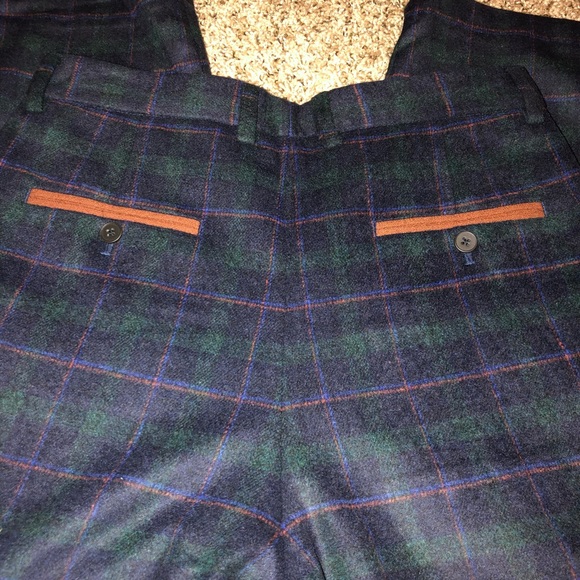 NWT! Trendy Trousers Navy, Hunter, Tan Plaid Style - Picture 2 of 10